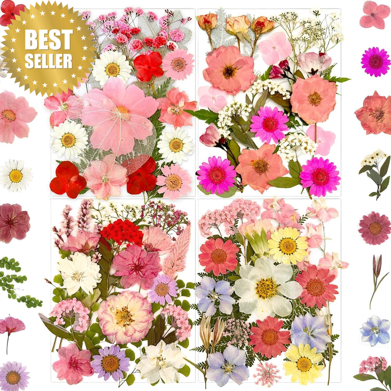 90Pcs Pink Dried Pressed Flowers for Resin Molds, Assorted Real Natural Bulk Dry