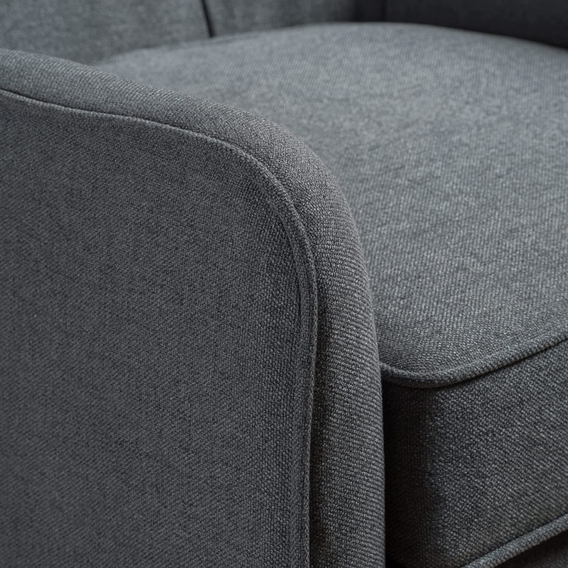 Felicity Mid-Century Fabric Arm Chair, Charcoal