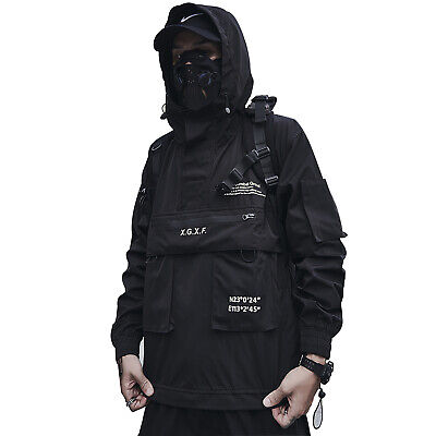 MFCT Techwear Jacket Men Streetwear Black Hooded Waterproof Windbreaker