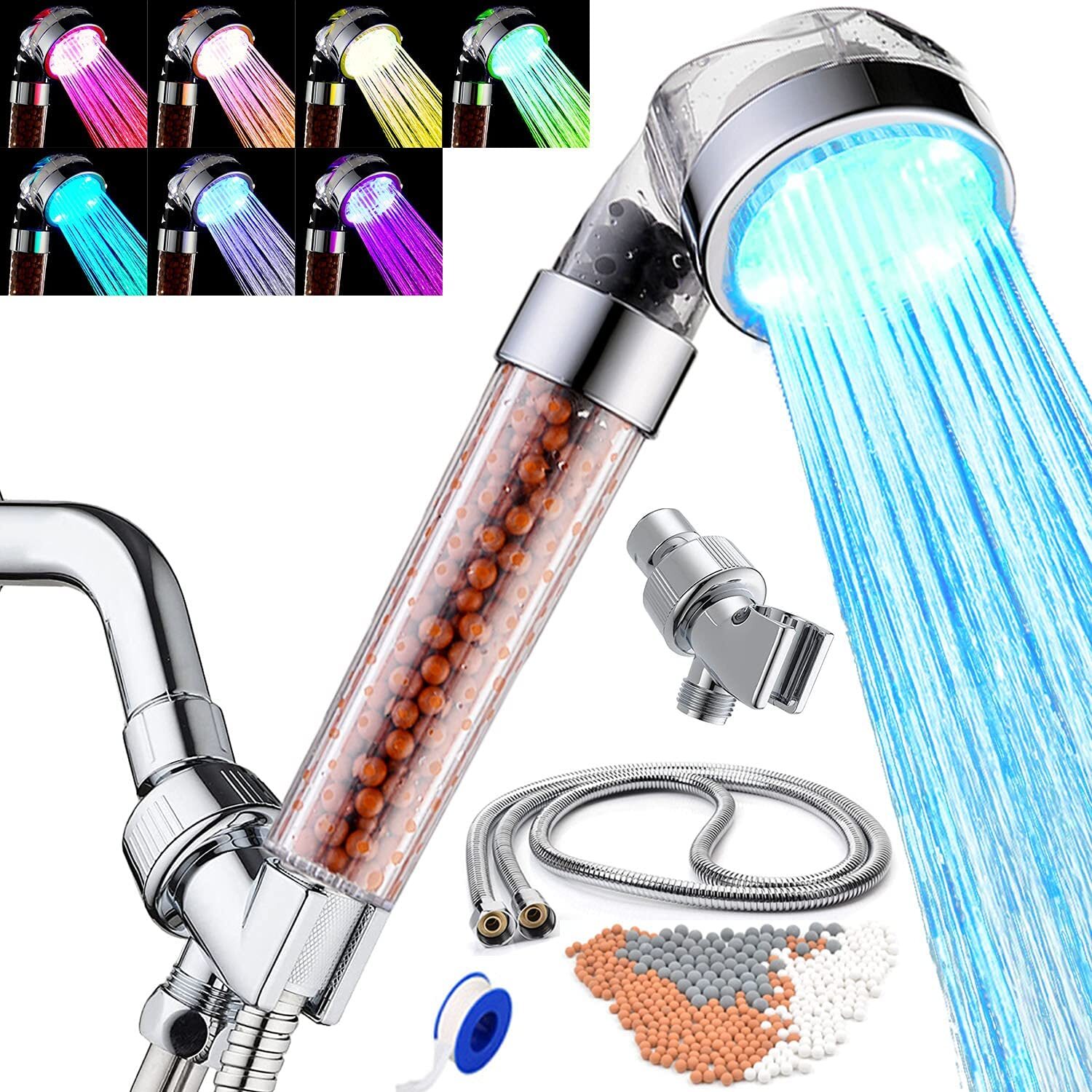 Handheld With Hose Replacement Filter And Shower Bracket 7 Color