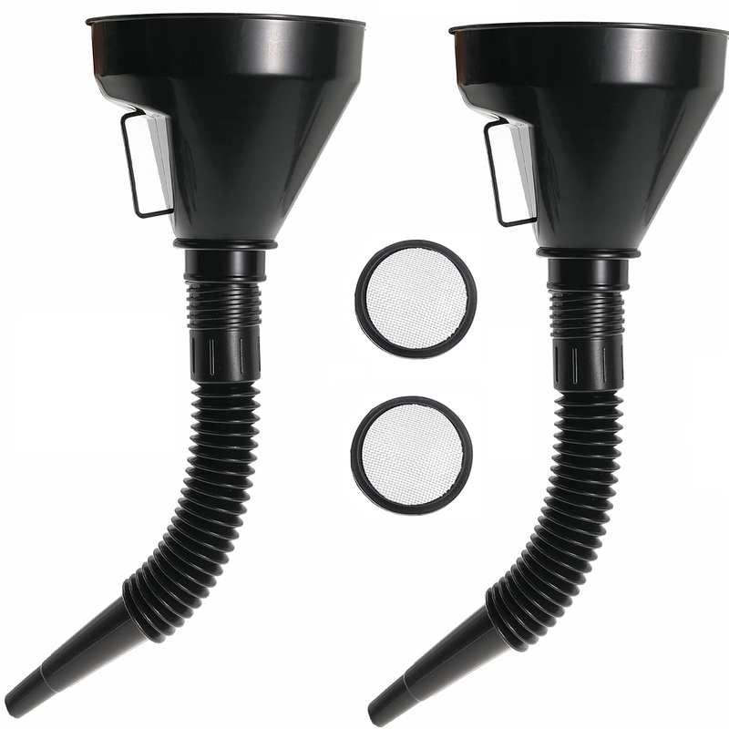 Funnel With Flexible Extension Nozzle Hose With Handle Mesh Scree