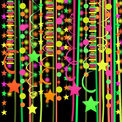 530Feet UV Paper Neon Garland Neon Streamers Glow in the Dark Glow Party Supplie