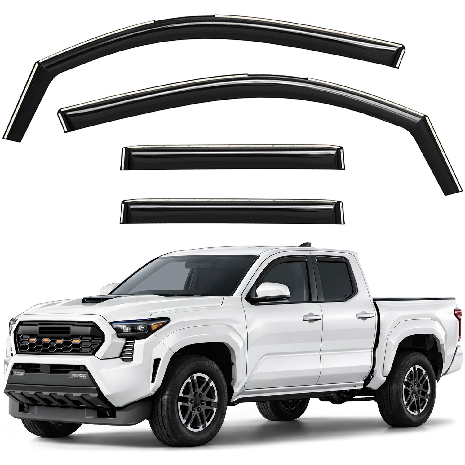 Sun Rain Visors Wind Rain Guards for 2024-2027 Toyota Tacoma Double Cab