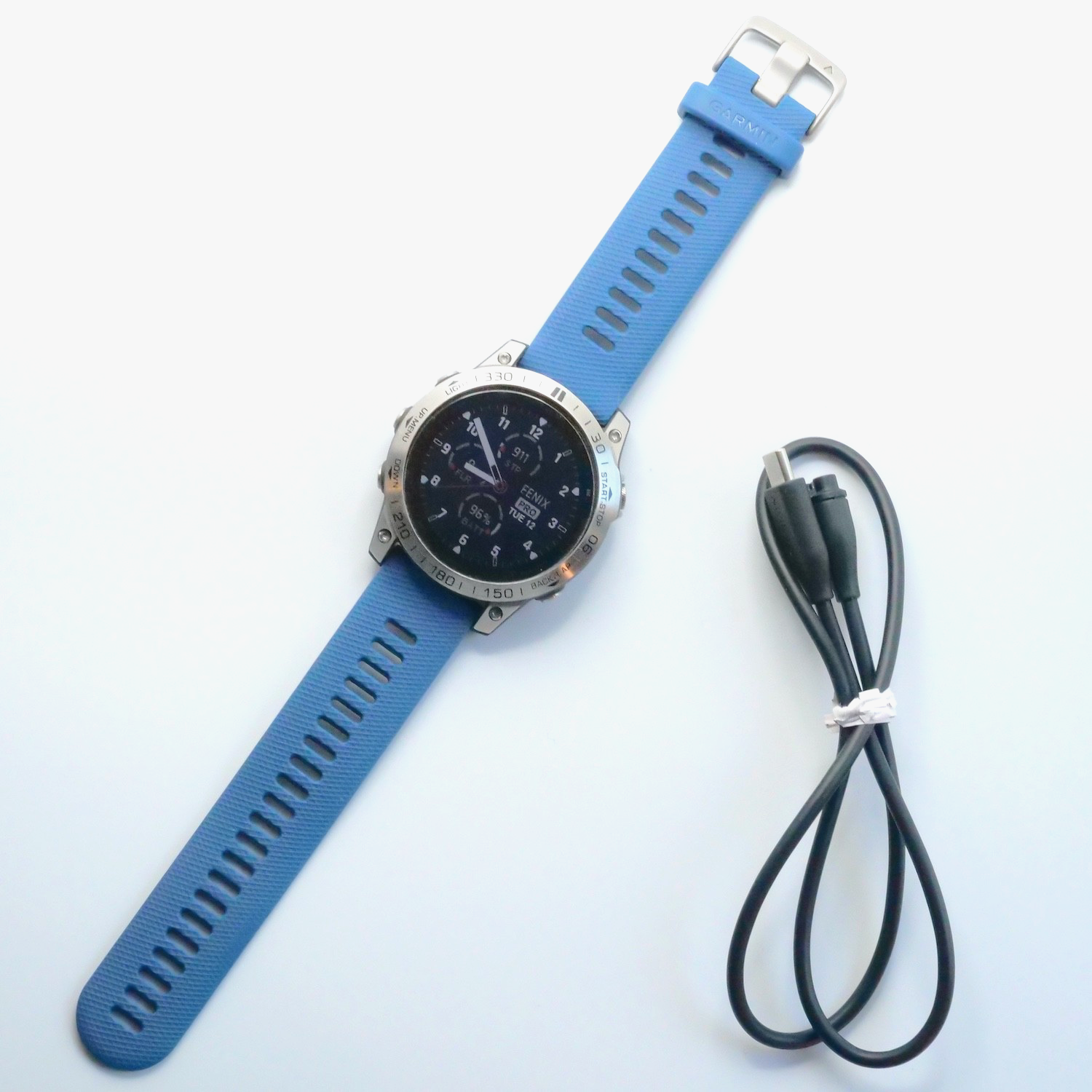 Garmin Fenix 7 Multisport GPS Smartwatch Silver w/ Blue 47mm