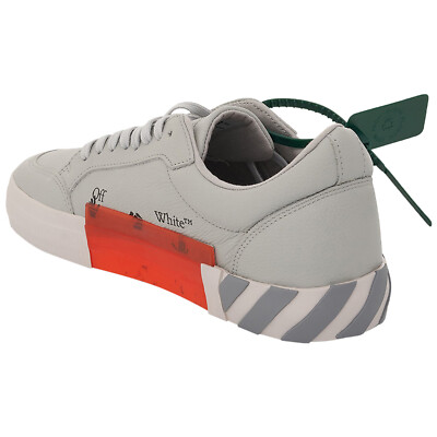 Pre-owned Off-white Low Vulcanized Calf Leather Mens Style : Omia085c99lea0010 In Medium Grey Me