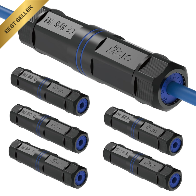 6 Pack Waterproof Cat 6 RJ45 Connector, IP68 120Mm Length Cat 6/Cat 5E/Cat 5 Shi