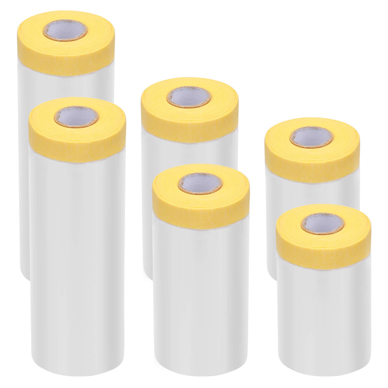 6 Rolls Pre-Taped Masking Paper + 3 Rolls Masking Tape - 18x50 Ft Paint Protection - View #6