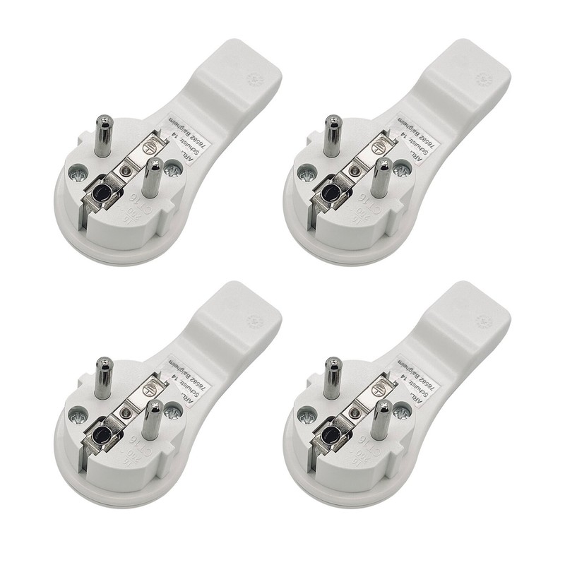4x Schutzkontakt Winkelstecker Flachstecker Flach Mit BÃ¼Gel 16a Strom Stecker