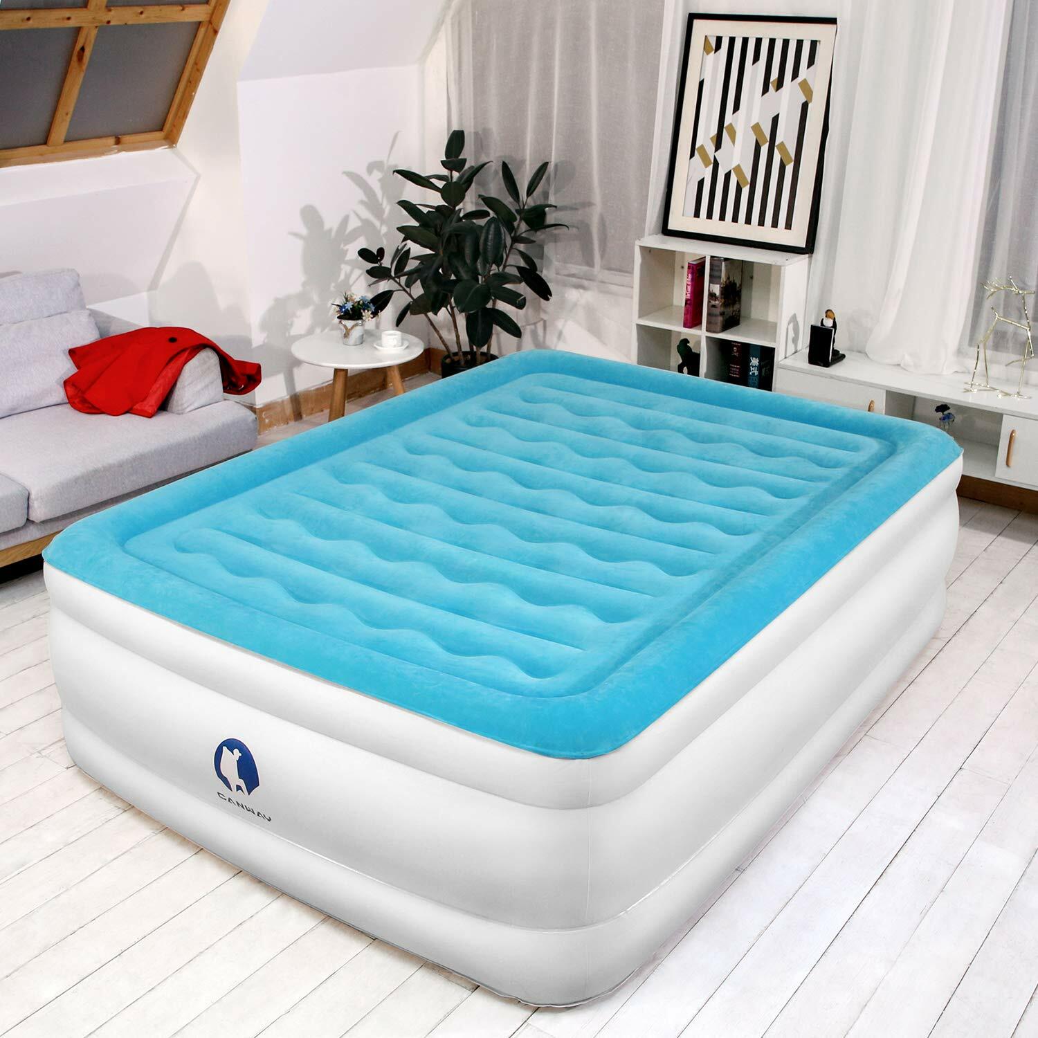Canway Air Mattress, Elevated Raised Comfort Inflatable Airbed with Built-in 22