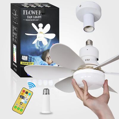 Socket Fan Light with Remote,20.5 Inch E26 Base Screw in Small Ceiling Fan With