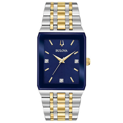 Pre-owned Bulova Women's Quadra Blue Dial Watch - 98d154