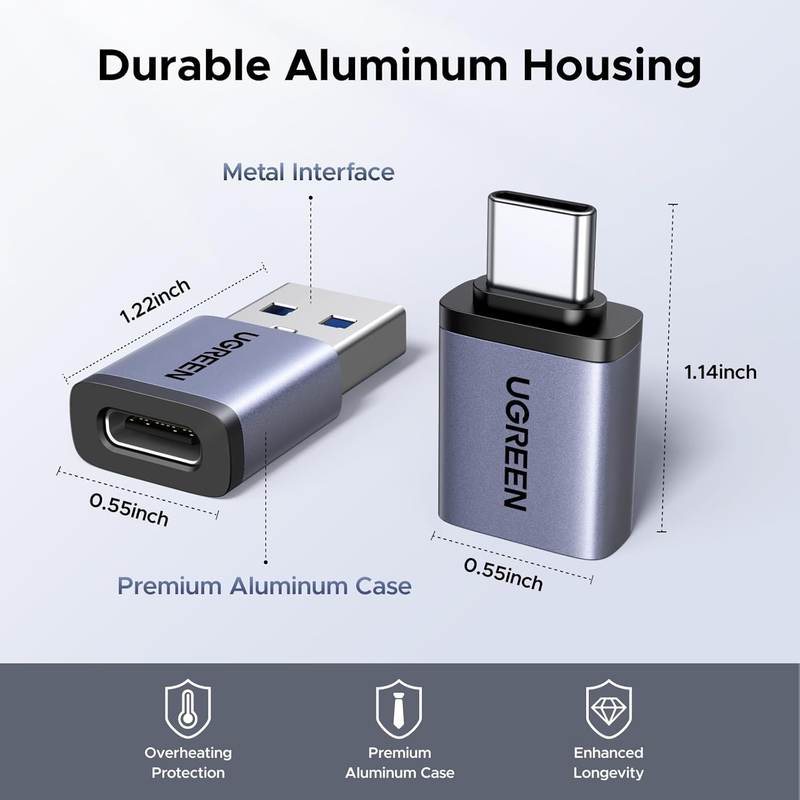 USB to USB C Adapter & USB C to USB Adapter Combo 4-Pack, 10Gbps Type-C Converte