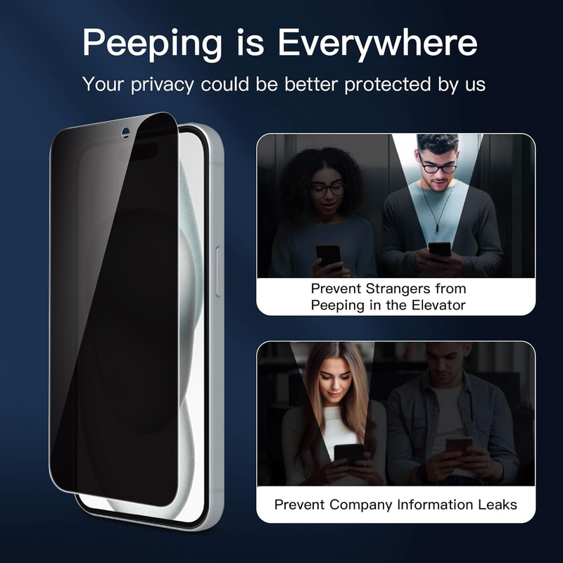 3 Pack Privacy Screen Protector for iPhone 16, iPhone 15 (6.1 inches), Anti-Spy