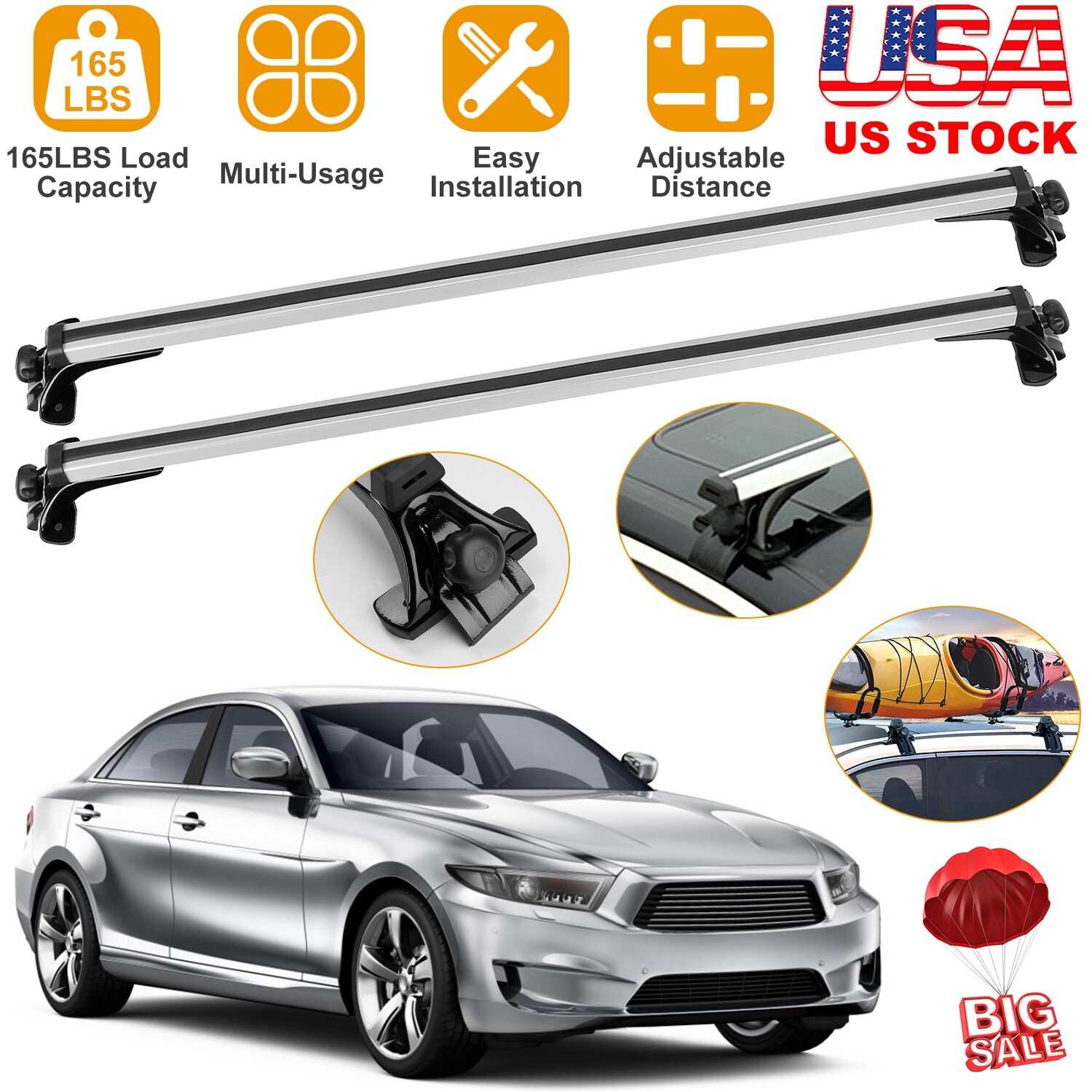 Universal Car Roof Rack Cross Bar 47'' for Luggage Carrier Bike Snowboard Kayaks