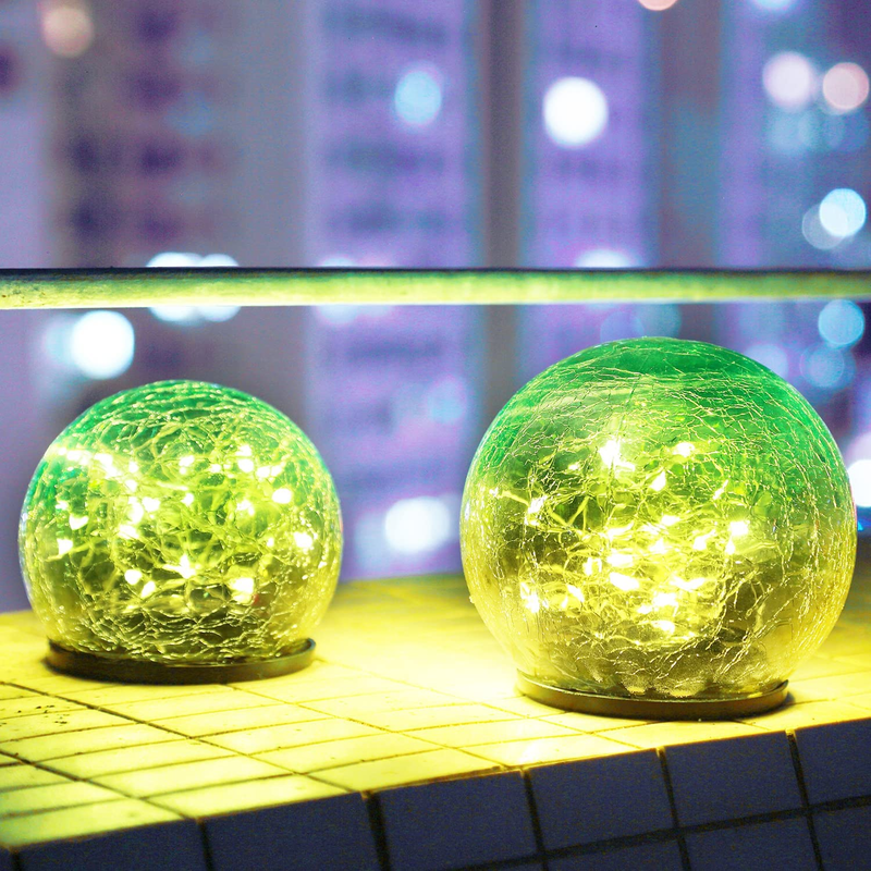Waterproof Decorative 2 Pack Globe Cracked Glass Gazing Ball