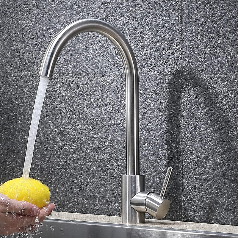 360 Degree Swivel Modern Brushed Nickel Single Handle Bar Faucet Small Rv Pre...