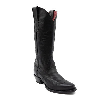 Pre-owned Ferrini Womens Scarlett V-toe Black Leather Cowboy Boots