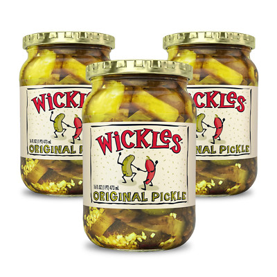 Wickles Pickles Original Pickles 3 Pack - Spicy Garlic Pickles - Sweet & Hot -