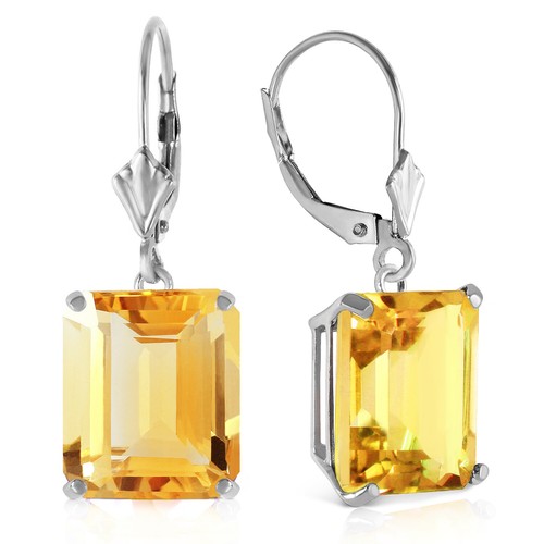 Pre-owned Galaxy Gold Products 13 Ctw 14k Solid White Gold Lever Back Earrings Citrine In Yellow