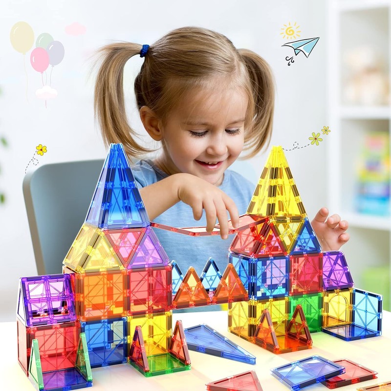Magnetic Tiles Kids Toys Stem Magnet Toys for Toddler Magnetic Blocks Building
