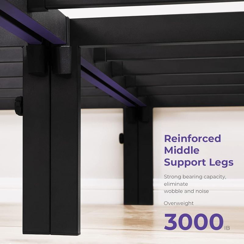 Queen Size Bed Frame Easy Quick Assembly Metal Platform Bed Base Heavy Duty Matt