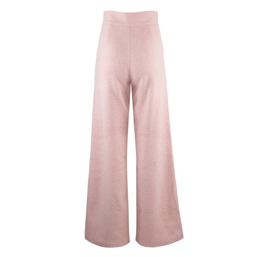 Pre-owned Adiba Designer High Waisted Jacquard Rose Pink Flared/wide Leg Pants Size L