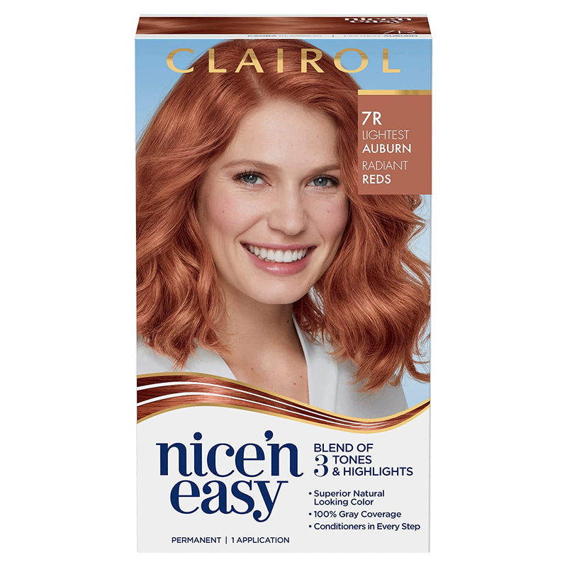 Clairol Nice'N Easy Permanent Hair Dye, 7R Lighest Auburn Hair Color, Pack of 1