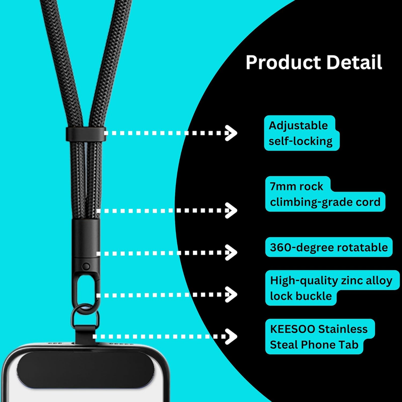 Minimalist Wrist Strap Phone Lanyard with Adjustable Drop-Proof Design, 7mm Rein