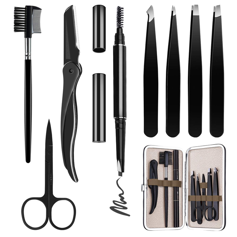 Eyebrow Kit, 8 in 1 Tweezers for Eyebrows, Professional Eyebrow Grooming Set Inc