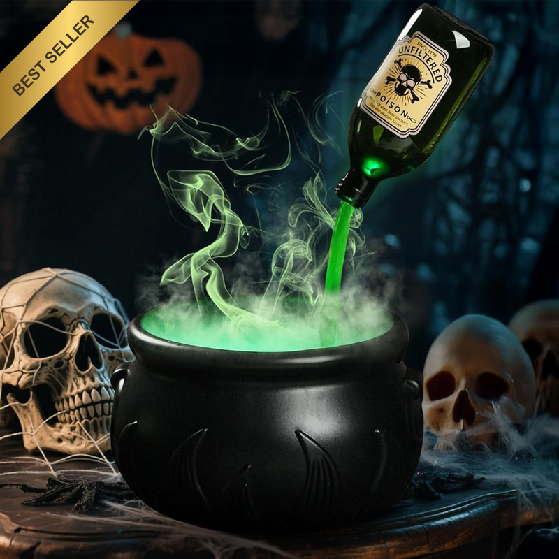 Halloween Floating Potion Set with Witch Cauldron Mist Maker Spooky Table Mantel