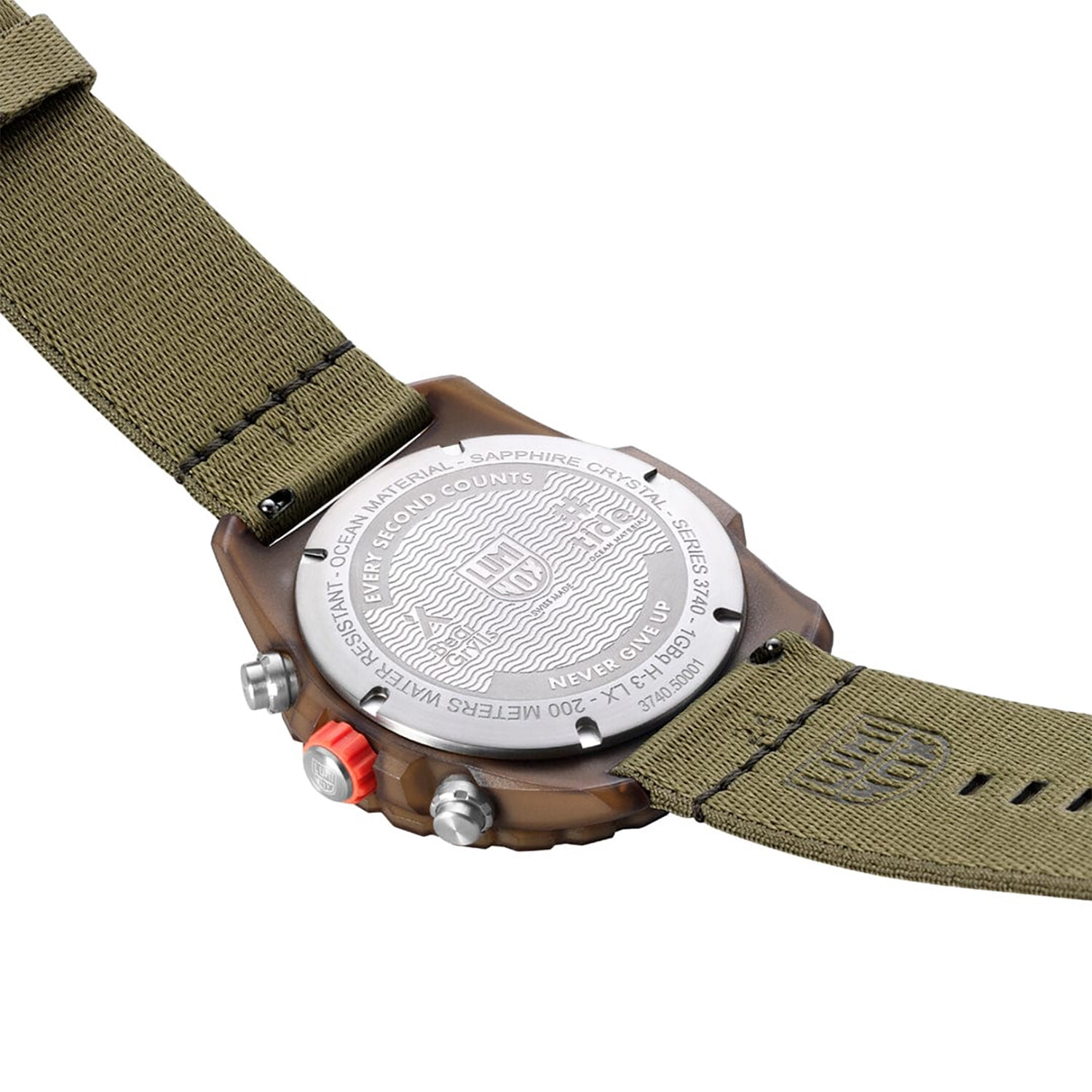 Pre-owned Luminox Bear Grylls Survival Master Series Recycled Ocean 45mm Watch 3757.eco