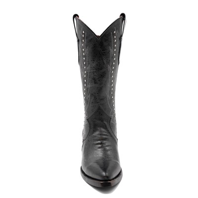 Pre-owned Ferrini Womens Siren V-toe Black Leather Cowboy Boots