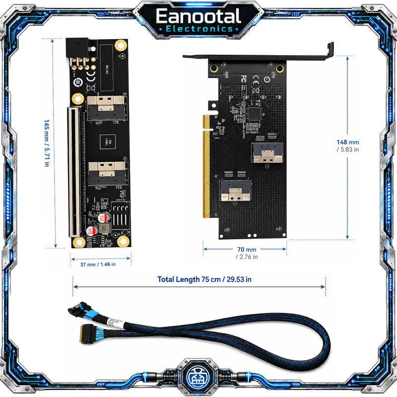 External Splitter Card PCI-E to SFF-8654 8i Adapter Card SlimSAS 4.0  Graphics C