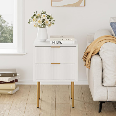 Nightstand, 2 Drawer Dresser for Bedroom, Small Side Table with 2 Drawers, Bedsi
