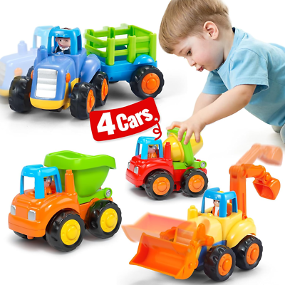HOLA Toys for 1 Year Old Boy Birthday Gift - 4 PCS Toy Truck