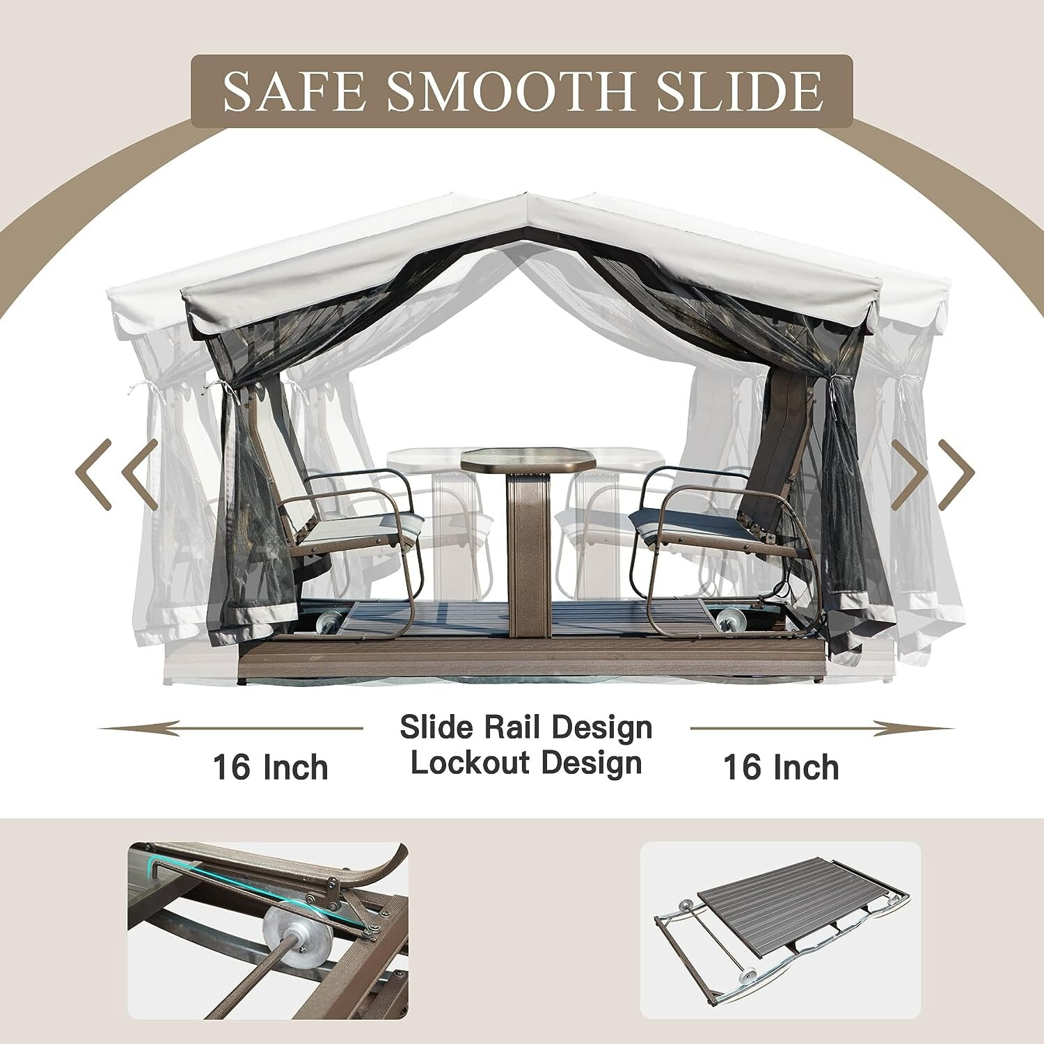 Outdoor 4-Seat Aluminum Patio Porch Glider Swing w/Waterproof Canopy