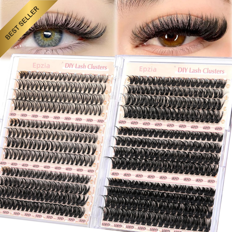 Eyelash Extension Kit - 476PCS D-Curly Lash Clusters (30D+40D+50D+60D+80D+100D)