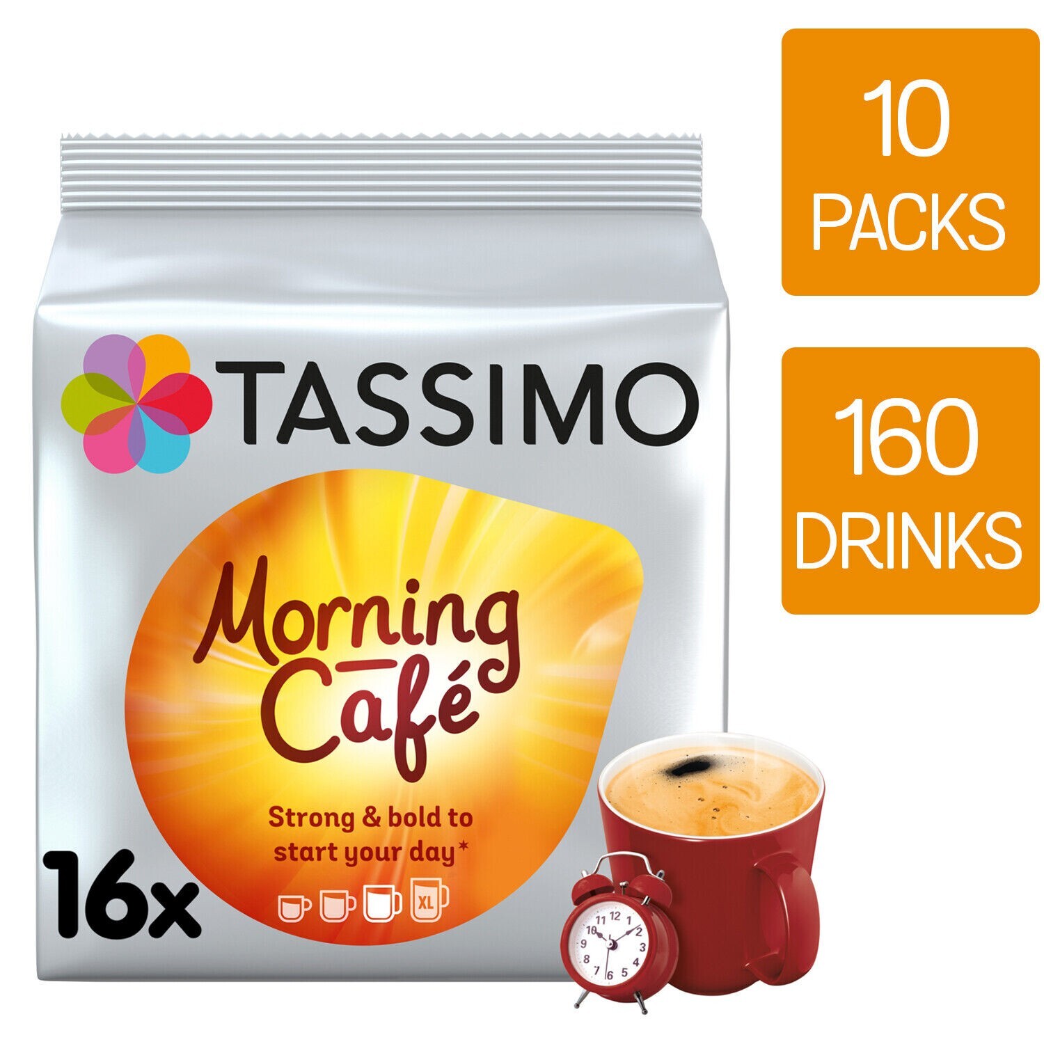 Tassimo Coffee Pods Morning Cafe Black Coffee 10 Packs (160 Drinks)