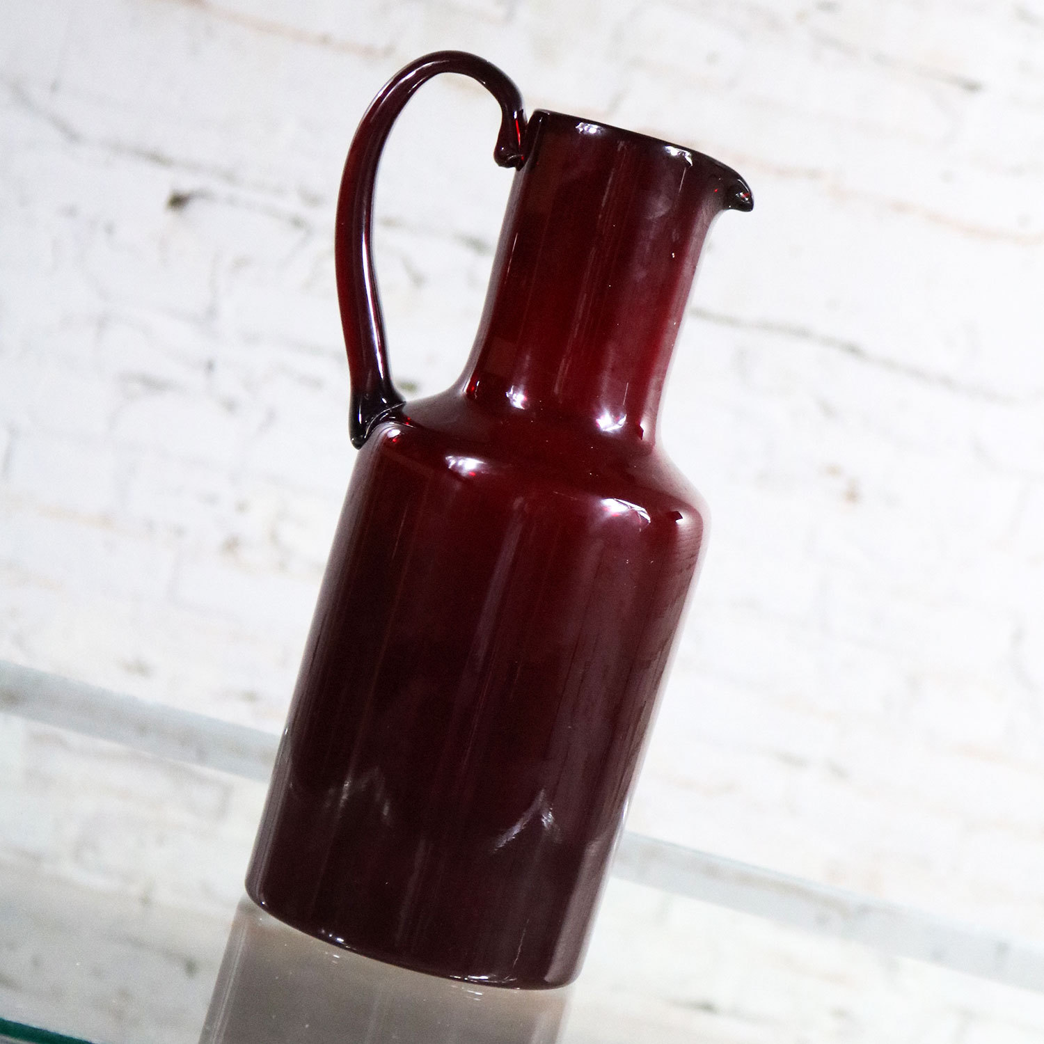 Venini Murano Cocktail Pitchers or Carafes One Green One Red Signed