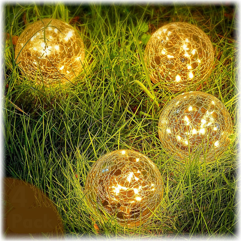 Outdoor Globe Light Cracked Glass Ball Yard Decor Waterproof