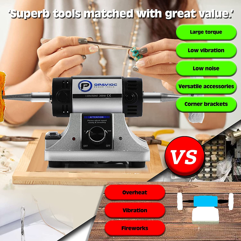 Jewelry Polisher Adjustable Variable Speed Bench Grinder Polishing