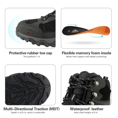 NORTIV 8 Men's Hiking Boots Waterproof Non-slip Trekking Traveling Shoes * Wide