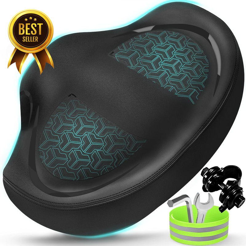 Noseless Bike Seat Cushion for Men and Women Extra Padded Wide Bicycle Saddle Co
