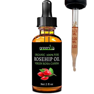 2 FL OZ Aceite De Rosa Mosqueta Puro 100% Orgánico Piel Seca Arrugas Cicatrices