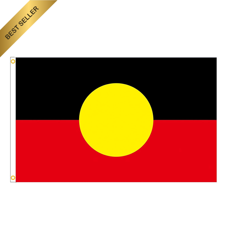Australian Aboriginal Flag, 90 X 150 Cm, Both Sides, Black, Yellow, Red, Indoor