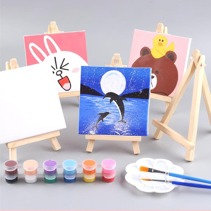 4pcs Mini Pine Wood Easels Desk Display Small Easel Triangle Frame Wedding Table