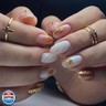 24Pcs Gold Press on Nails Short Oval Fake Nails 3D Artificial Ripple White Pink Full Cover Glue on Nails French False Nails White Gold Stick on Nails for Women Girls Acrylic Manicure Decorations