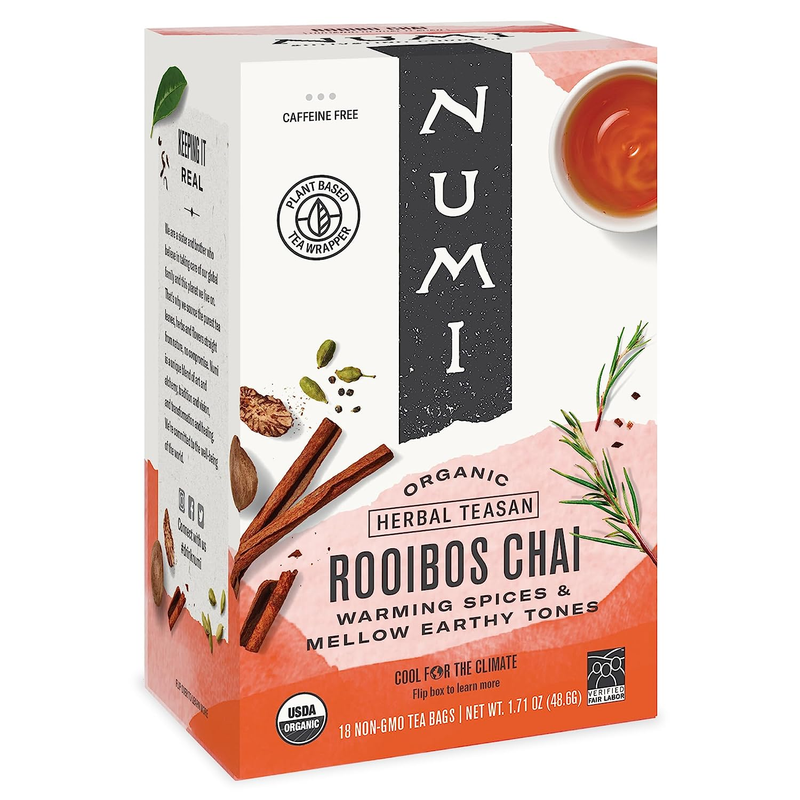 Rooibos Chai 18 Count Box Of Tea Bags, Herbal Teasan, Caffei