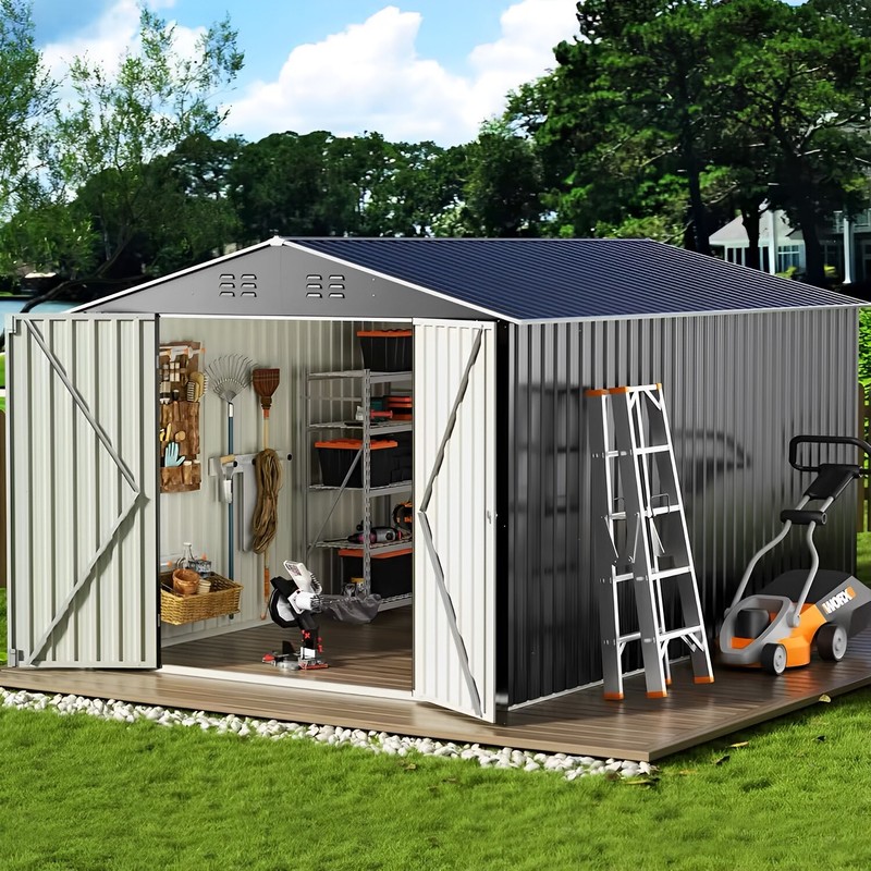 8' x 12' Outdoor Metal Storage Shed Garden Tool Shed