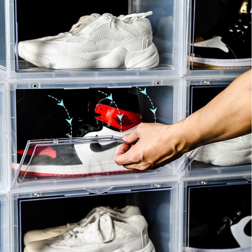Hat Organizer Box Clear Upgraded Plastic Shoe Storage Collection Display Case 